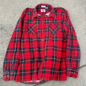 Dickies Red and Navy Plaid Flannel Shirt